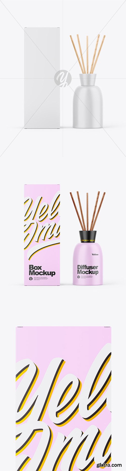 Matte Diffuser Bottle W/ Paper Box Mockup 61004