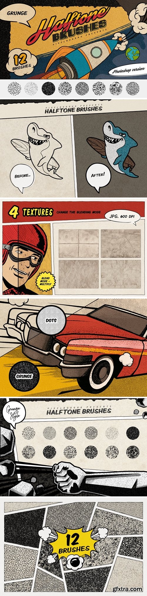 Halftone Grunge Photoshop Brushes