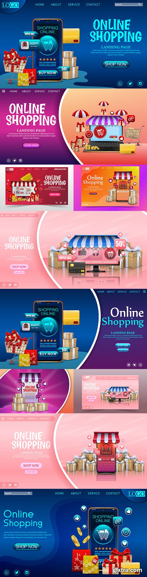 Online store on mobile app with gifts design concept
