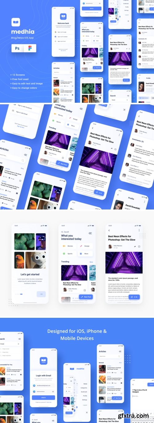 Blog News IOS App Figma & PSD Template 5609396