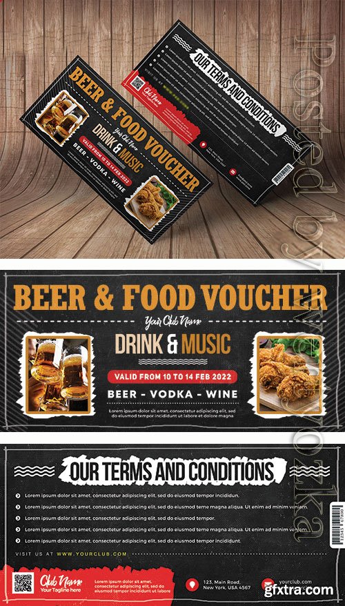 Beer and Food Voucher Template PSD