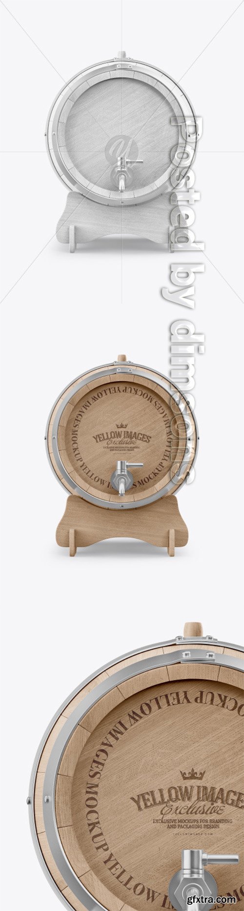 Download Wooden Barrel On Stand Mockup 63609 Gfxtra