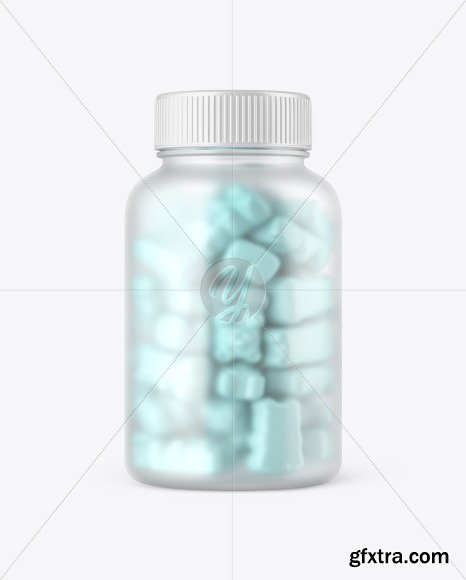 Frosted Bottle with Gummies Mockup 67476