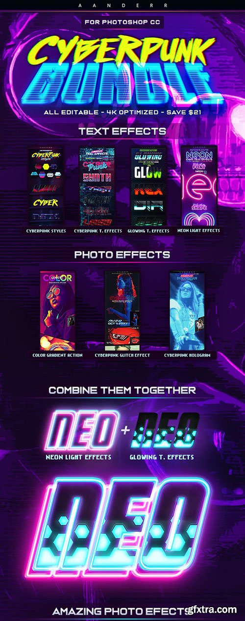 GraphicRiver - Cyberpunk Photoshop Effects Bundle 28590685