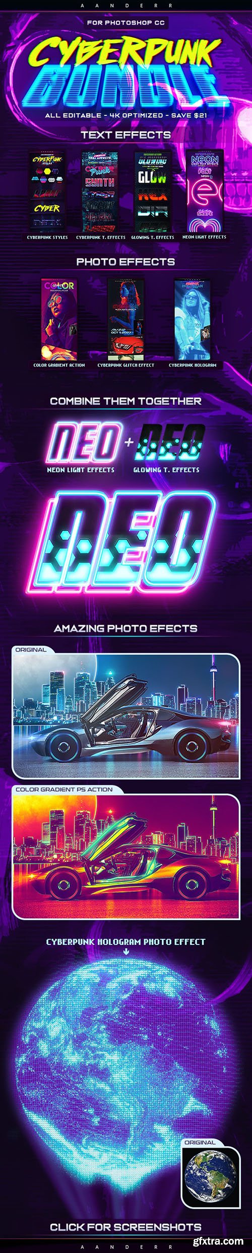 GraphicRiver - Cyberpunk Photoshop Effects Bundle 28590685