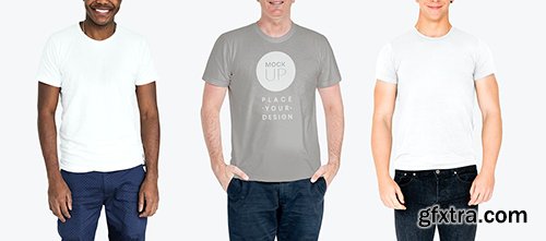 Happy diverse men wearing shirt mockups 681342