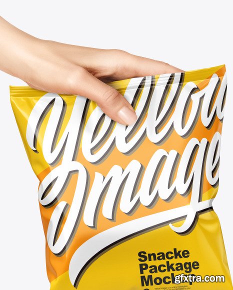 Glossy Snack Package in a Hand Mockup 67578