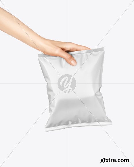 Glossy Snack Package in a Hand Mockup 67578