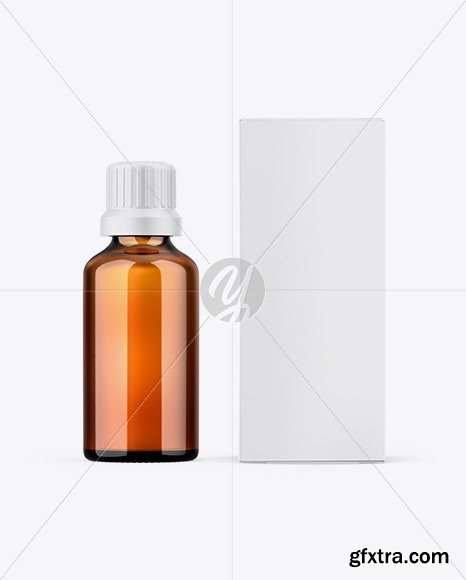Paper Box W/ Amber Bottle Mockup 67501