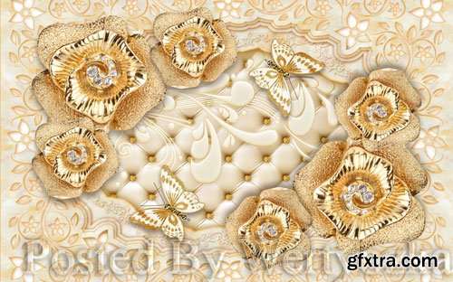 3D psd models european society jewelry flower soft bag wall