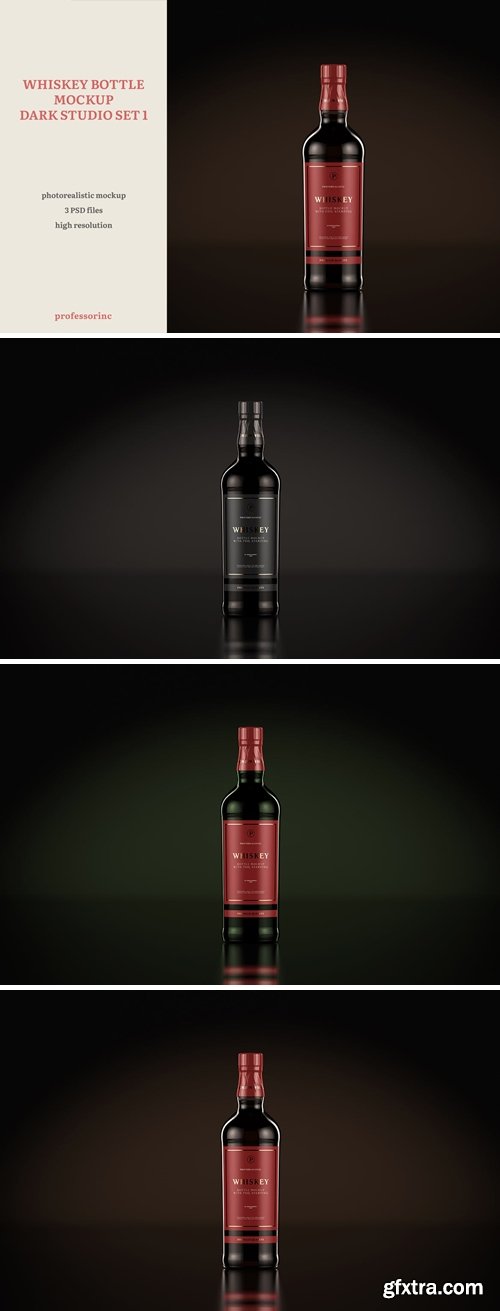 Whiskey Bottle Mockup - Dark Studio Set 1