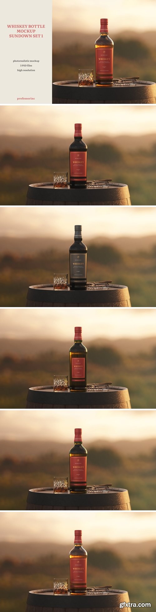 Whiskey Bottle Mockup - Sundown Set 1