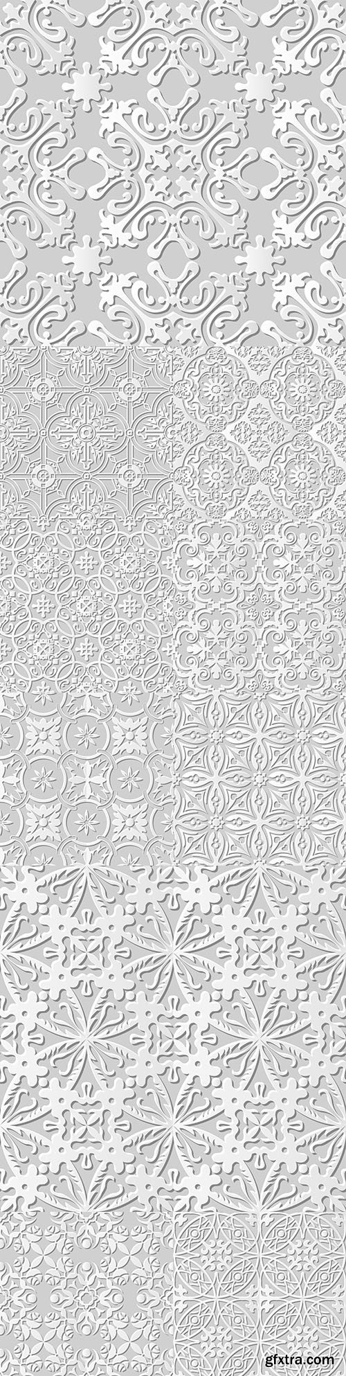 Damascus seamless 3d paper floral pattern
