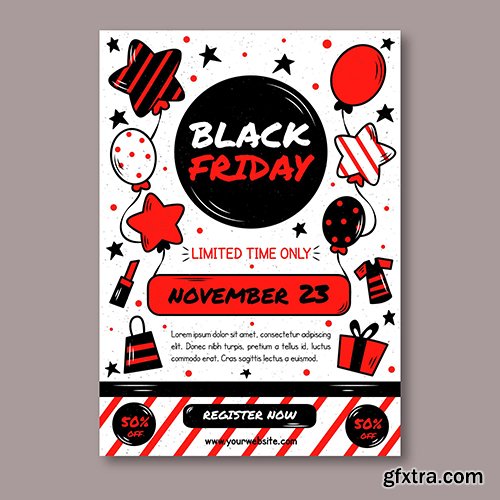 Hand drawn black friday flyer template 