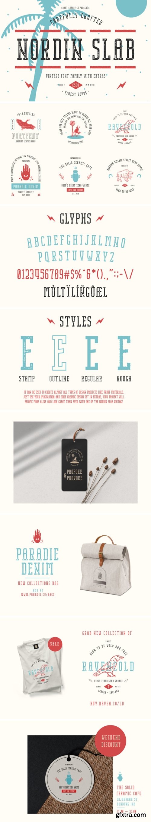 CreativeMarket  - Nordin Slab Vintage Font Family  5435676