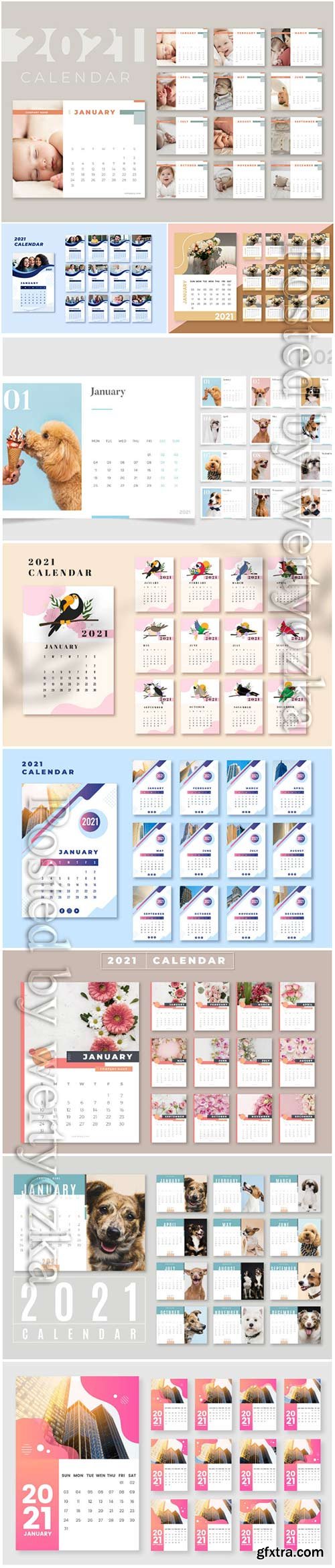 2021 calendar vector set templates vol 2