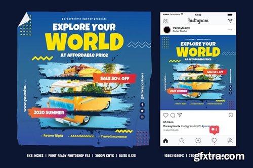 Travel Square Flyer & Instagram Post