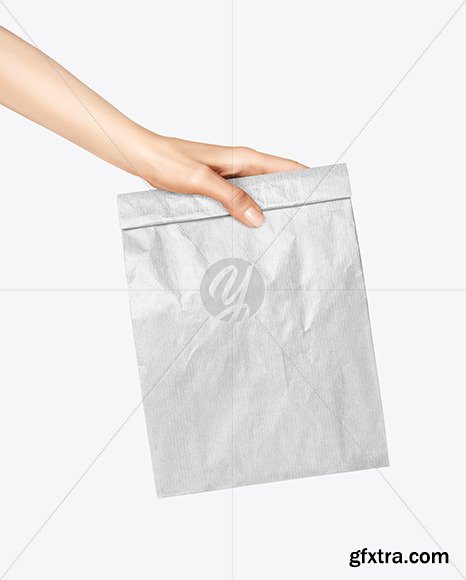 Kraft Food Bag in a Hand Mockup 67808