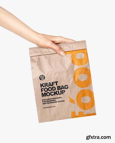 Kraft Food Bag in a Hand Mockup 67808