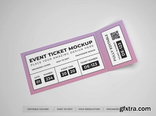 Close up on realistic event ticket mockup 16 PSD