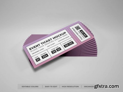 Close up on realistic event ticket mockup 16 PSD