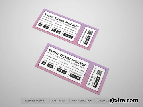 Close up on realistic event ticket mockup 16 PSD