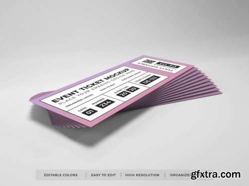 Close up on realistic event ticket mockup 16 PSD