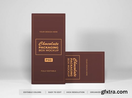 Realistic chocolate box packaging mockup