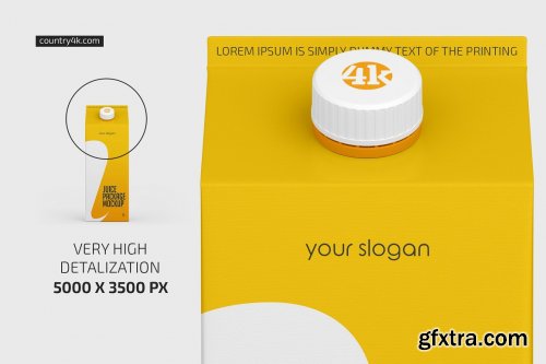 CreativeMarket - 1L Juice Carton Package Mockup Set 5308699