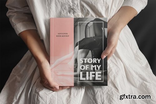 Woman Holding Softcover Book Mockup