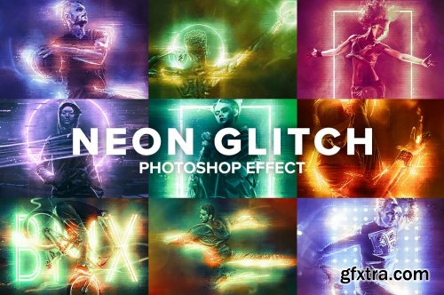 CreativeMarket - Neon Glitch Photoshop Effect 5182912