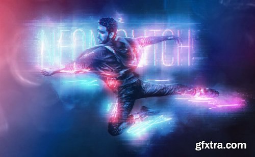 CreativeMarket - Neon Glitch Photoshop Effect 5182912