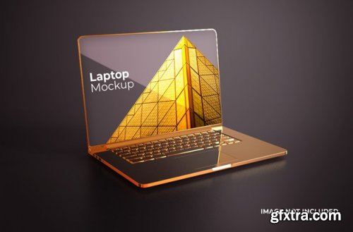 Black gold screen smartphone and macbook mockup