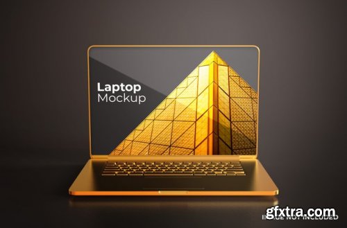 Black gold screen smartphone and macbook mockup