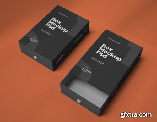 Mockups of two square slide boxes