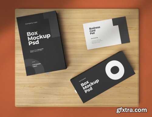 Mockups of two square slide boxes