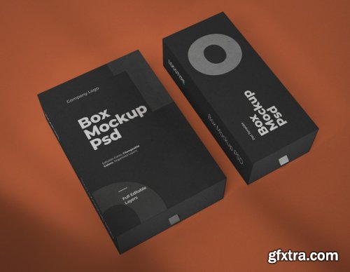 Mockups of two square slide boxes