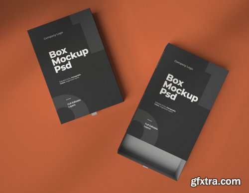 Mockups of two square slide boxes