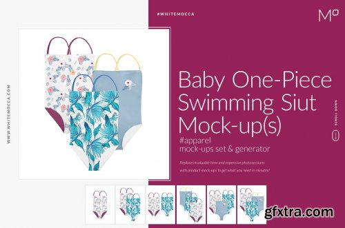 CreativeMarket - Baby One-Piece Swimming Suit Mock-up 5170895