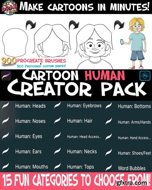 CreativeMarket - Cartoon Humans Creator Pack Brushes 5187447 