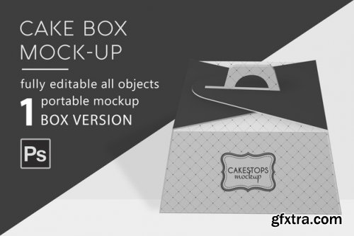 Bakery cake box mockup