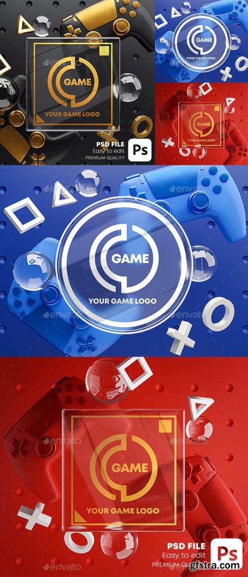 GraphicRiver - Gaming Glass Logo Mockup Gamepad Pack 28419158