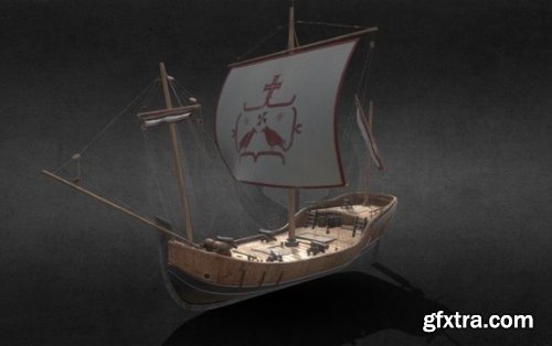 Caravel Ship Animated 3d model