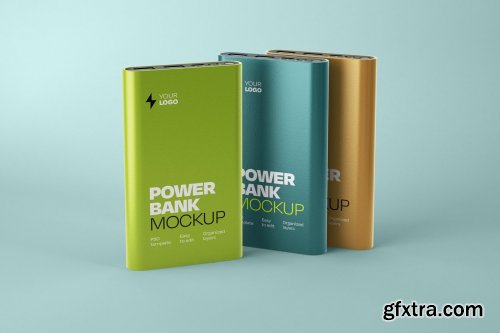 CreativeMarket - Glossy Power Bank Mockup Set 5374867