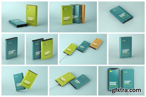 CreativeMarket - Glossy Power Bank Mockup Set 5374867