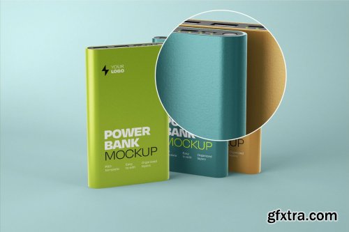 CreativeMarket - Glossy Power Bank Mockup Set 5374867