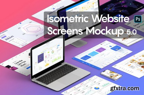 CreativeMarket - Isometric Website Screens Mockup 5.0 5301240