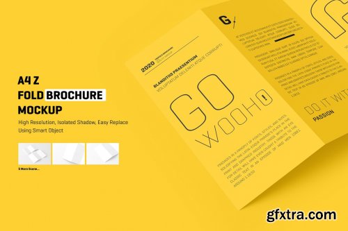 CreativeMarket - A4 Z Fold Brochure Mockup 5313789