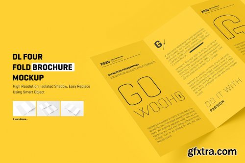 CreativeMarket - DL 4 Fold Brochure Mockup 5307332