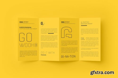 CreativeMarket - DL 4 Fold Brochure Mockup 5307332